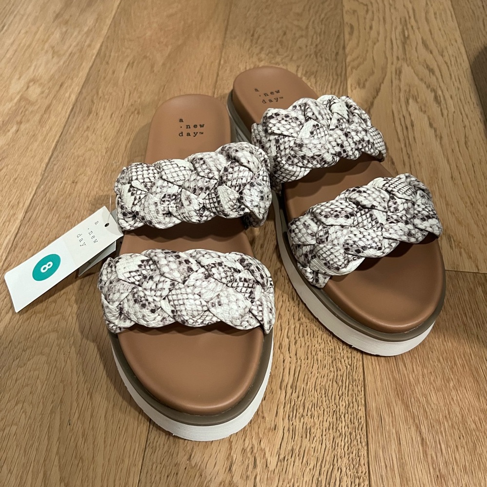 A new day Sage slide sandals braided faux leather snake